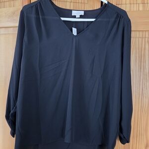 LOFT Outlet Women's Black V-Neck Blouse
